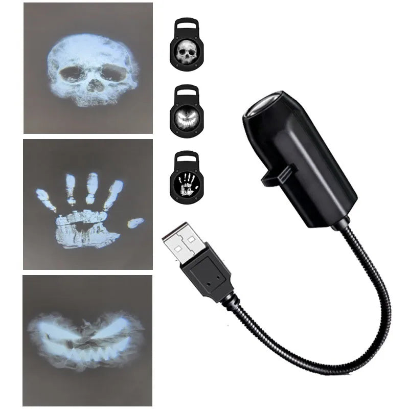 360° Rotating Halloween Skull LED Projector Light