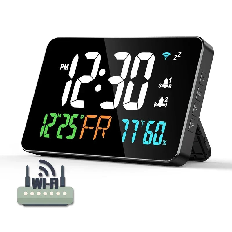Smart WiFi LED Wall Clock with Temp & Humidity
