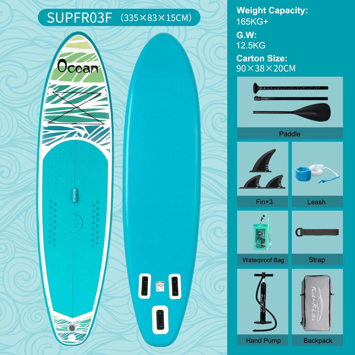 FunWater 335cm Inflatable Stand Up Paddle Board Set