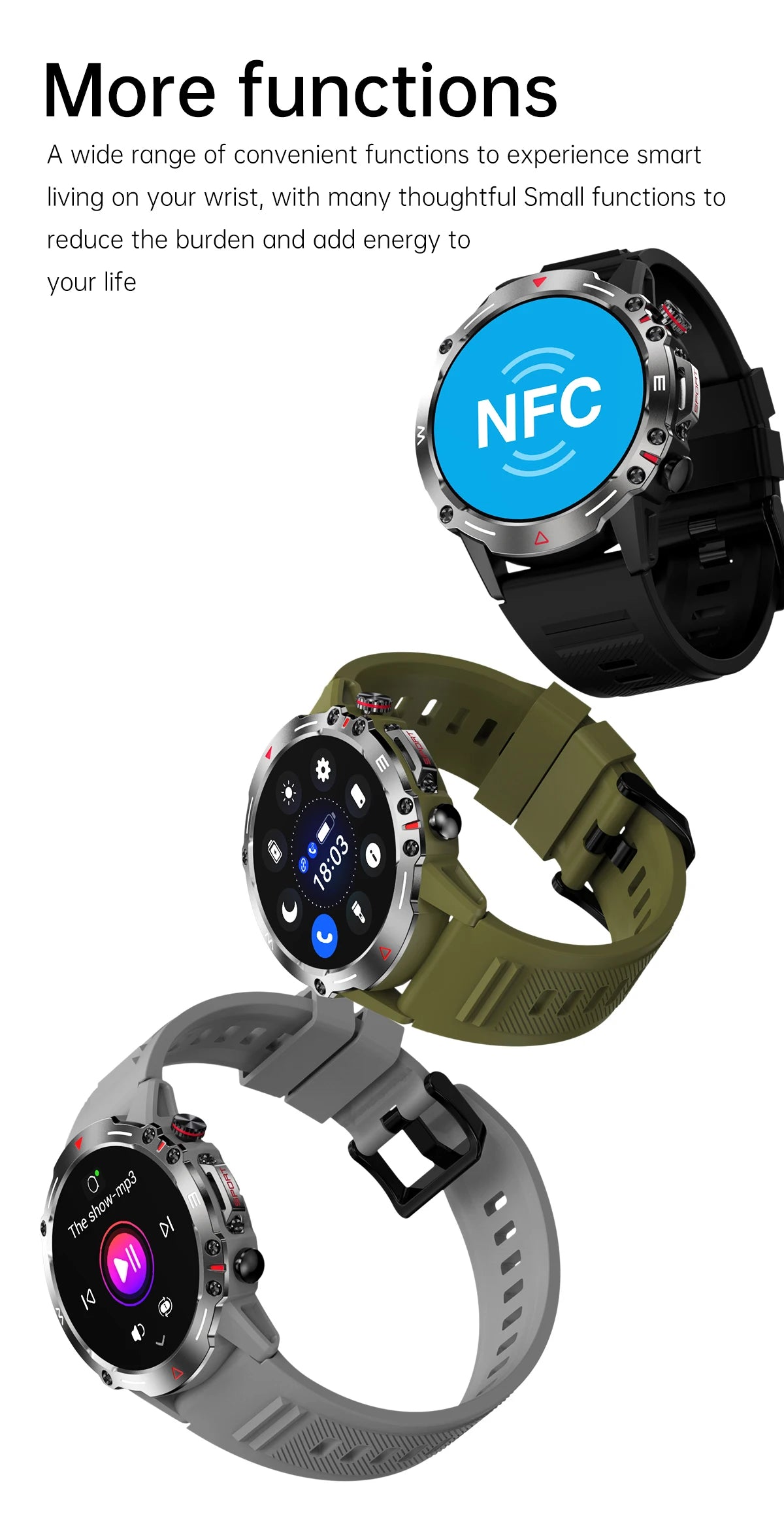 Smart Watch 1.43” Full Touch Waterproof Fitness Watch