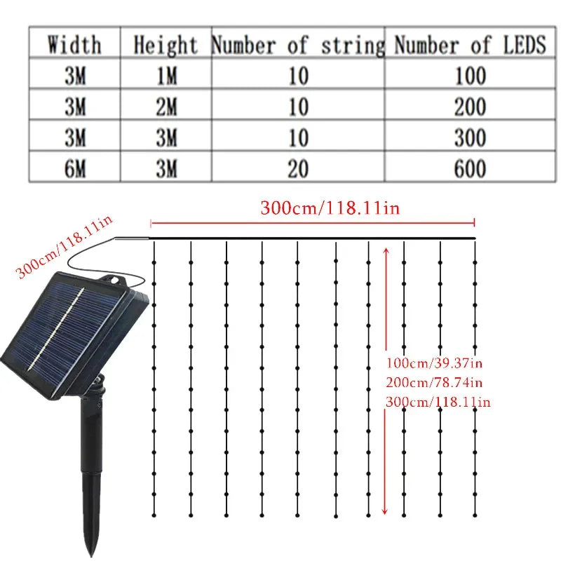 Outdoo Solar Curtain Lights Garden Light Fairy Lights LED Lights