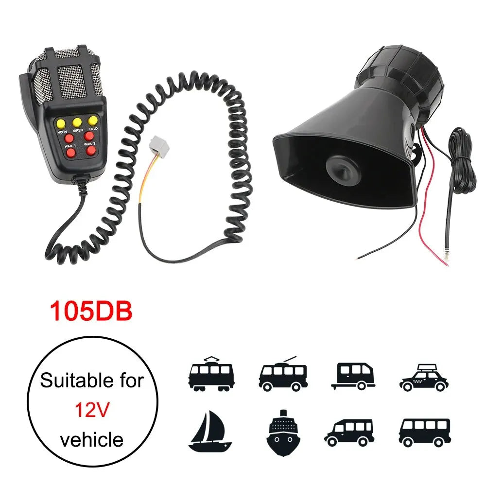 100W Car PA System Police Siren Megaphone