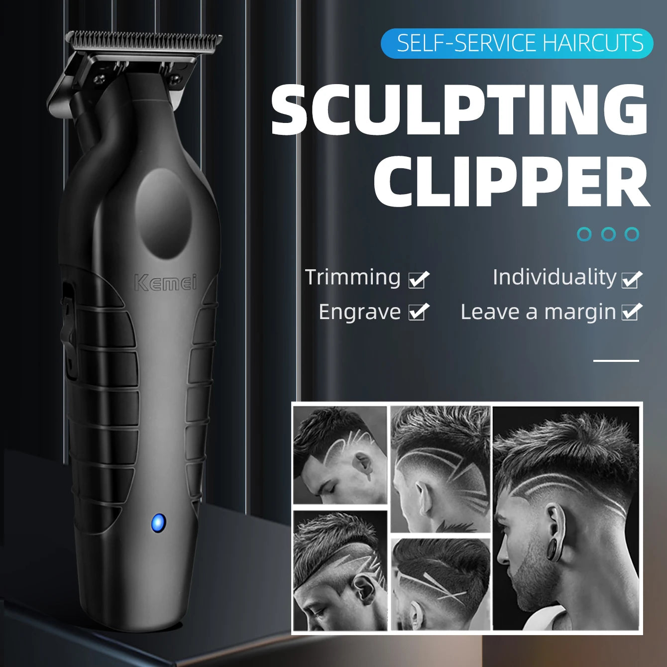Kemei KM2299 Professional Hair Clipper Zero Gapped Carving Clipper