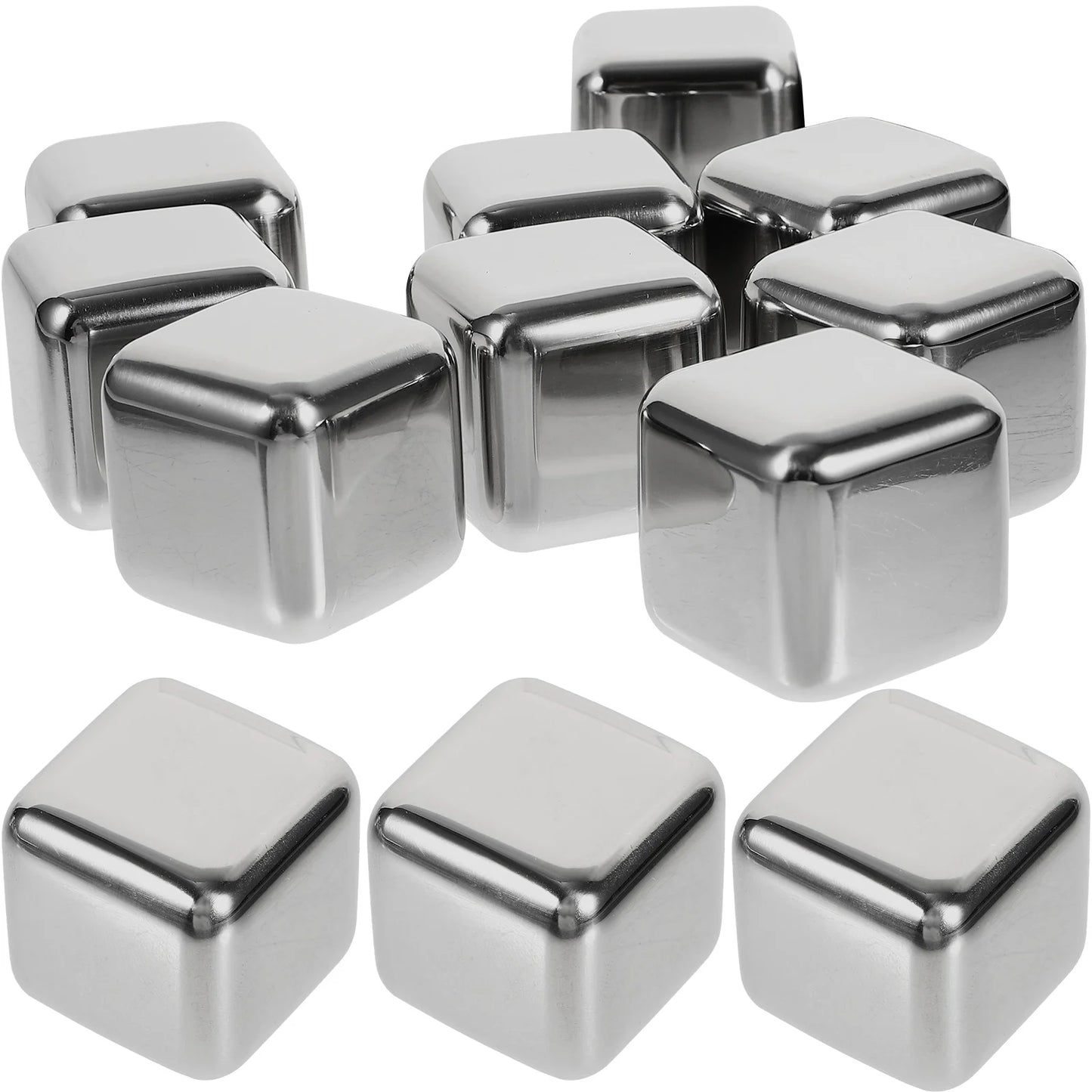 12pcs Stainless Steel Whiskey Ice Cubes Set