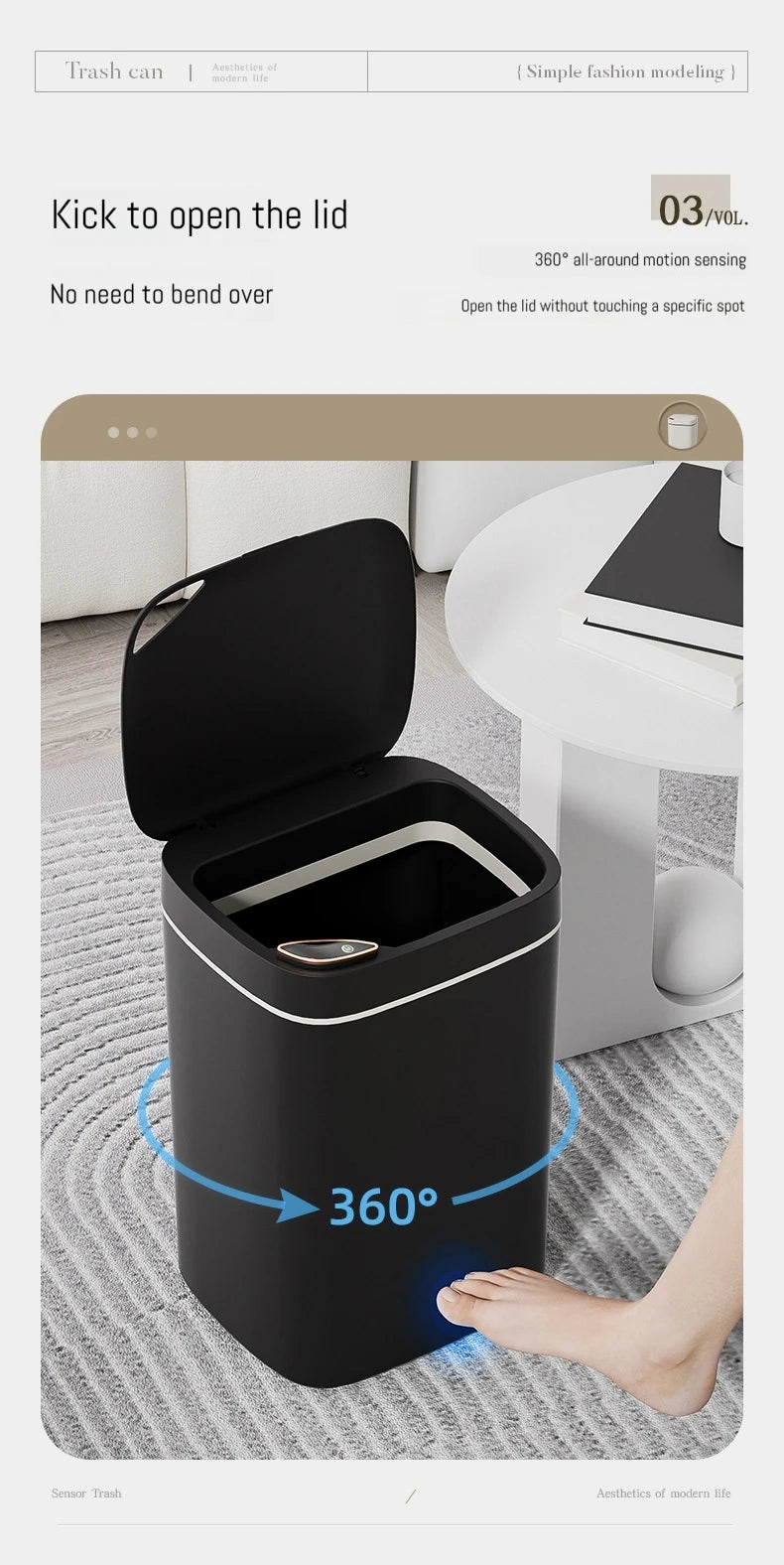 16L Smart Non-Contact Bathroom Trash Can