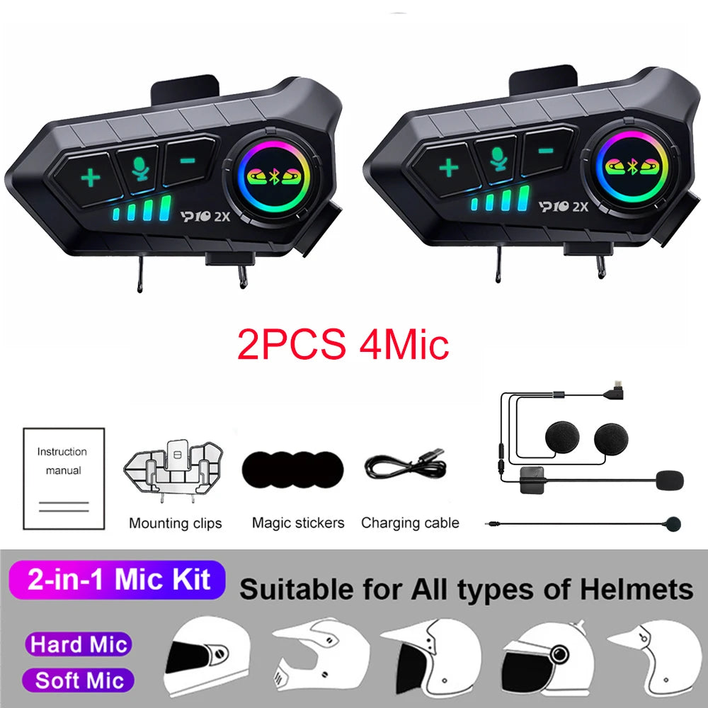 Bluetooth Motorcycle Helmet Intercom with 300M Range