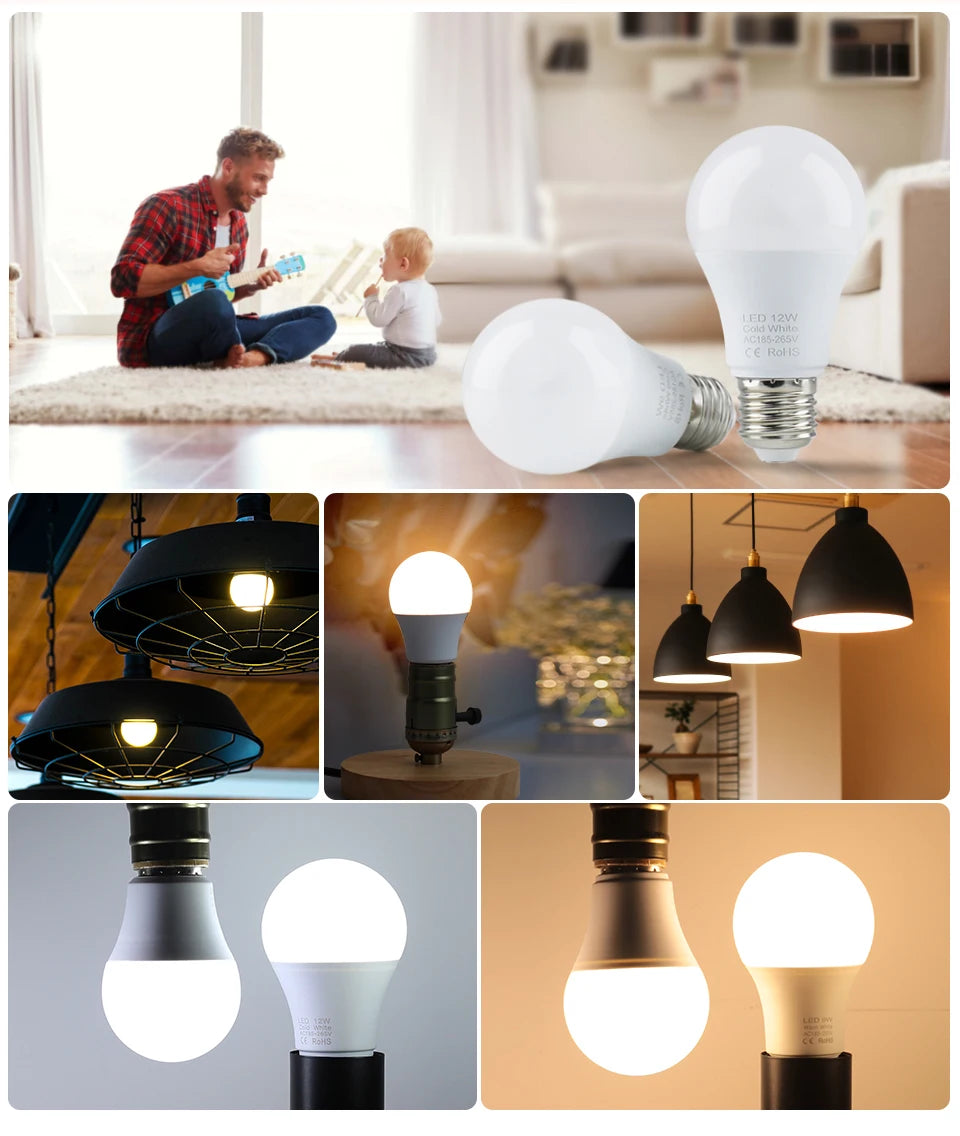 4pcs E27 LED Bulbs 3W-18W Energy Saving Lights