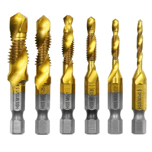 6pc Titanium Steel Tap Drill Set