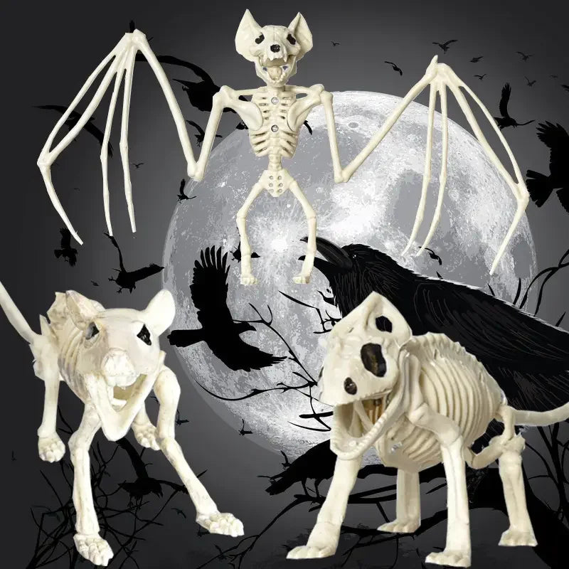 Realistic Skeleton Props with Bats & Scorpions