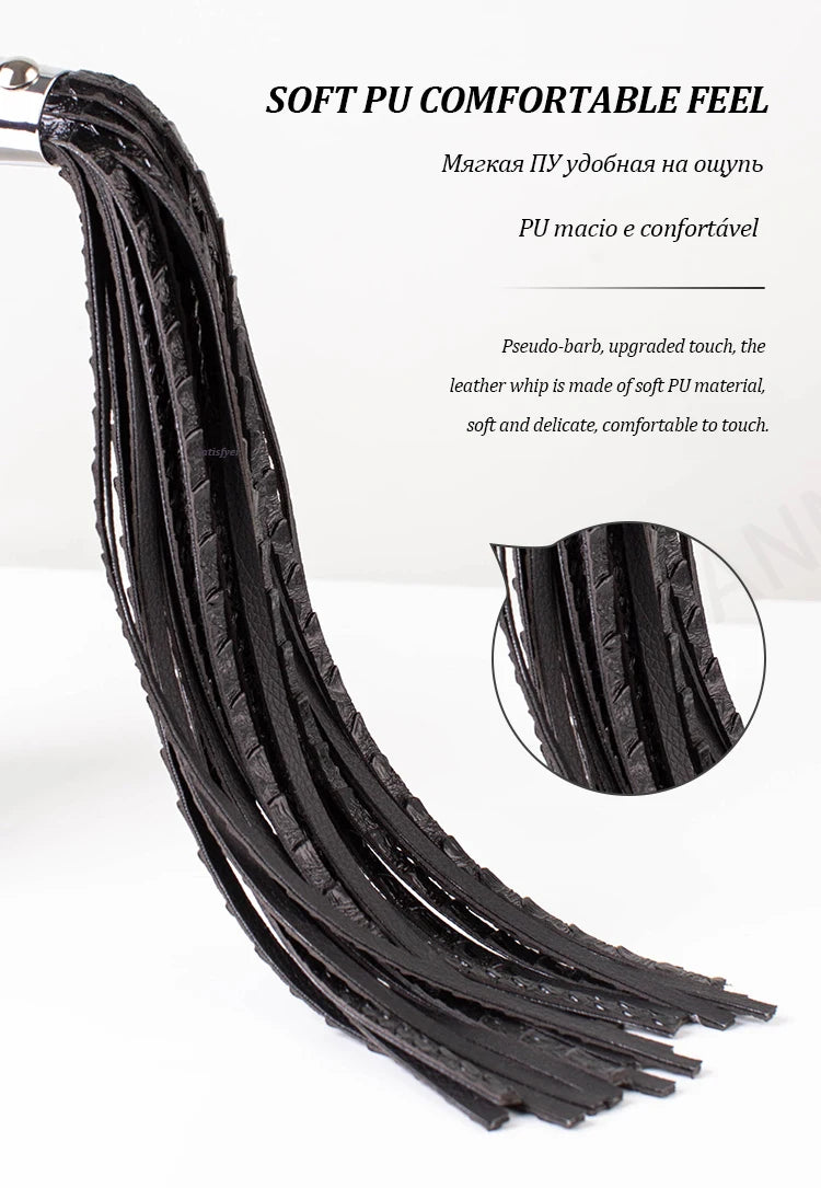 Vintage BDSM Leather Whip with Rivets