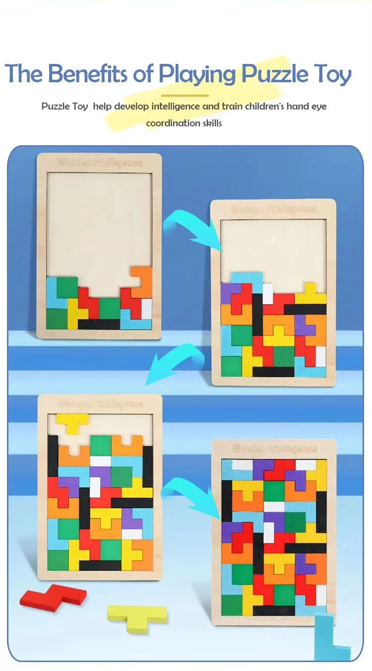 Montessori Wooden Puzzle Blocks – Brain-Boosting 3D Fun!