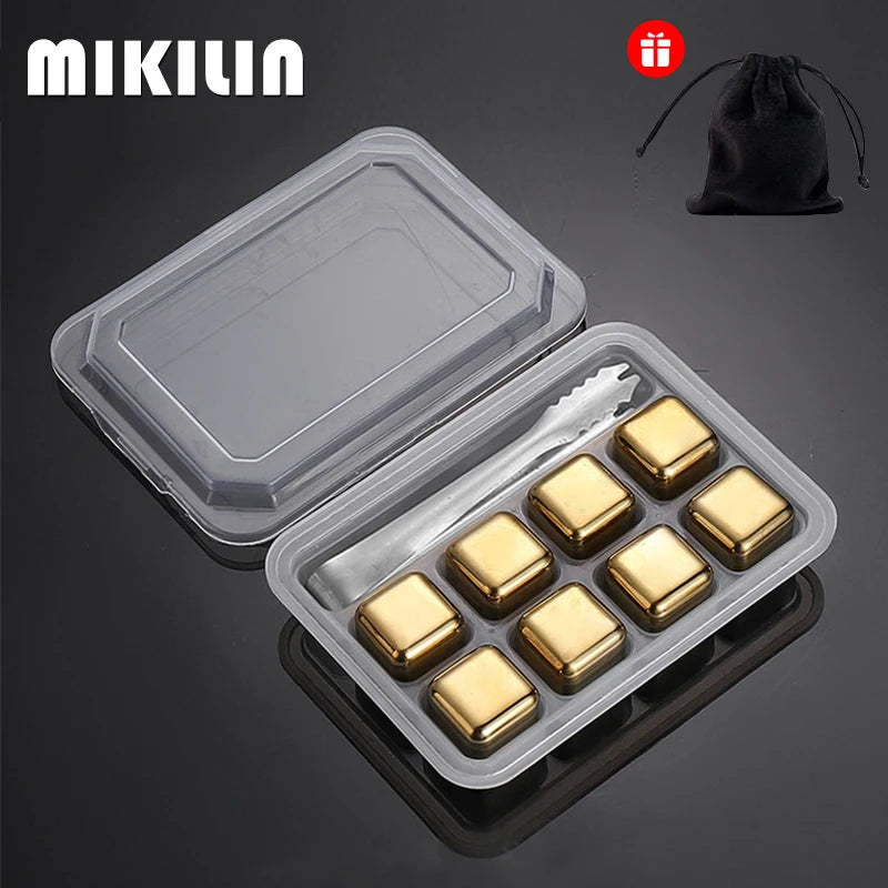Reusable Stainless Steel Whiskey Ice Cubes Set