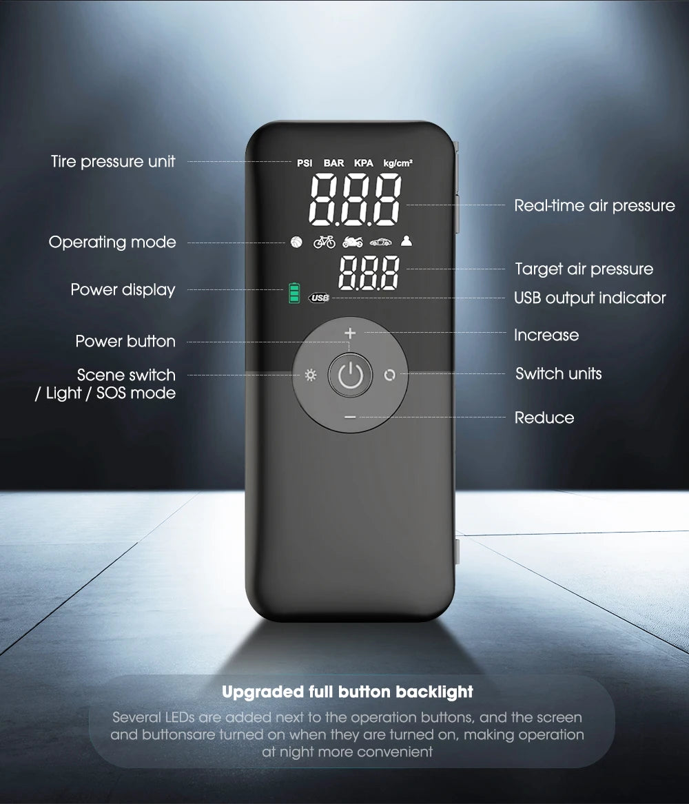 CARSUN Cordless Tire Inflator – Inflate Anywhere, Anytime!