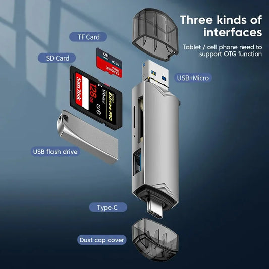 6 in 1 Type C Card Reader USB 3.0 Micro Sd TF USB Flash Drive
