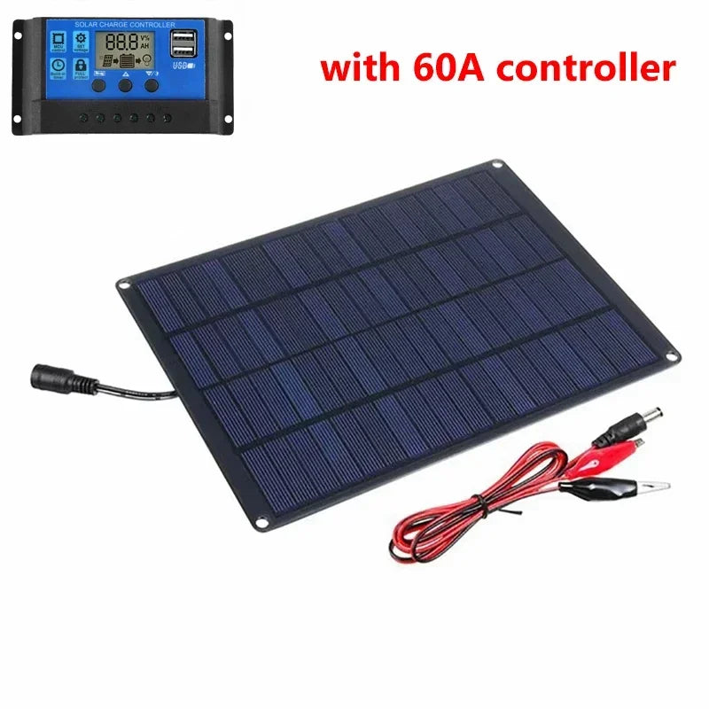 30W Solar Panel Kit with 20A/30A/60A Charge Controller & Clips