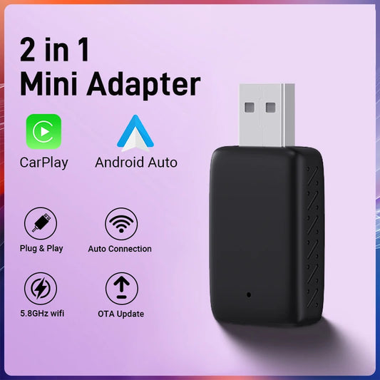 NEW 2in1 Mini  Wireless Carplay Adapter And Android Auto