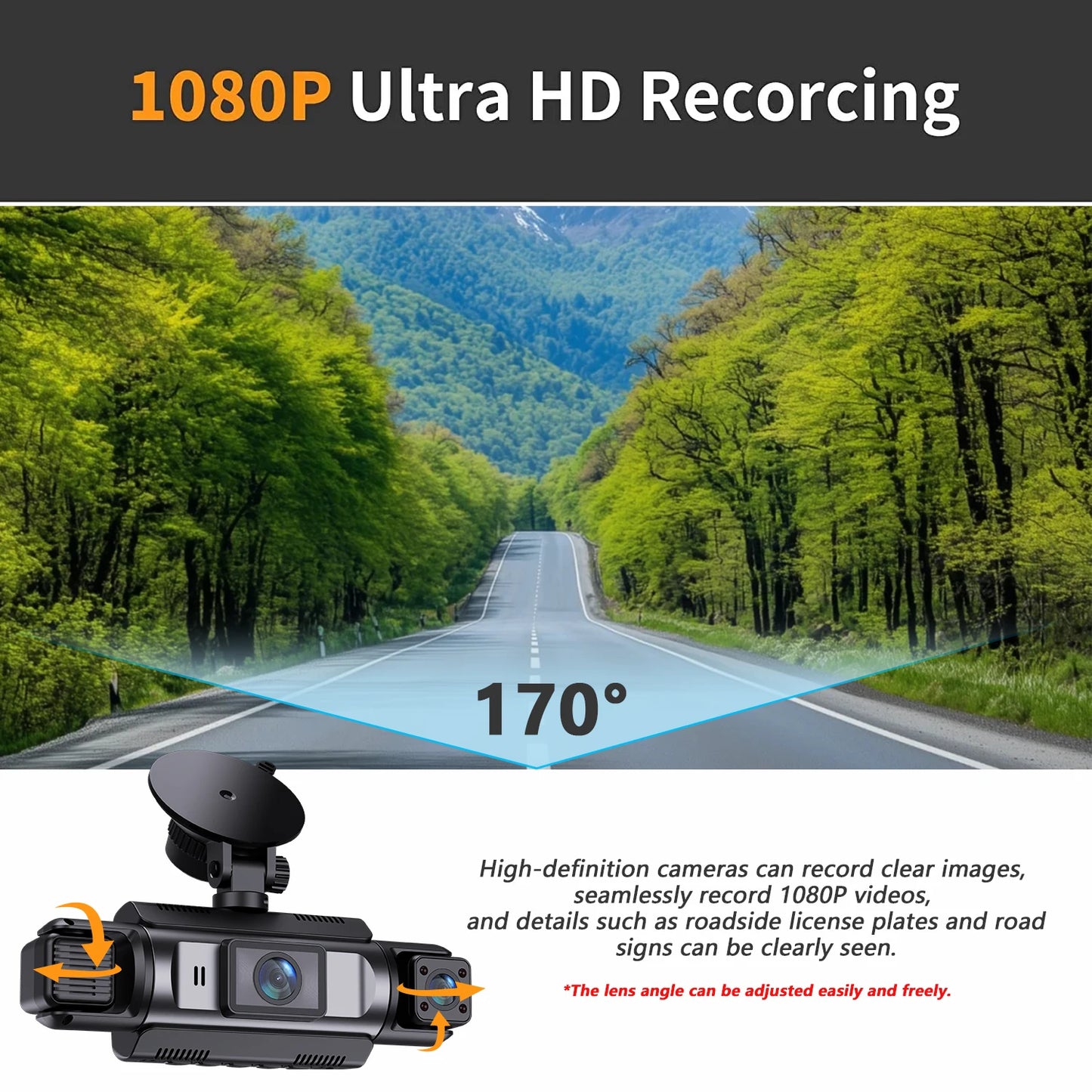 4-Channel WiFi Dash Cam with 360° Night Vision