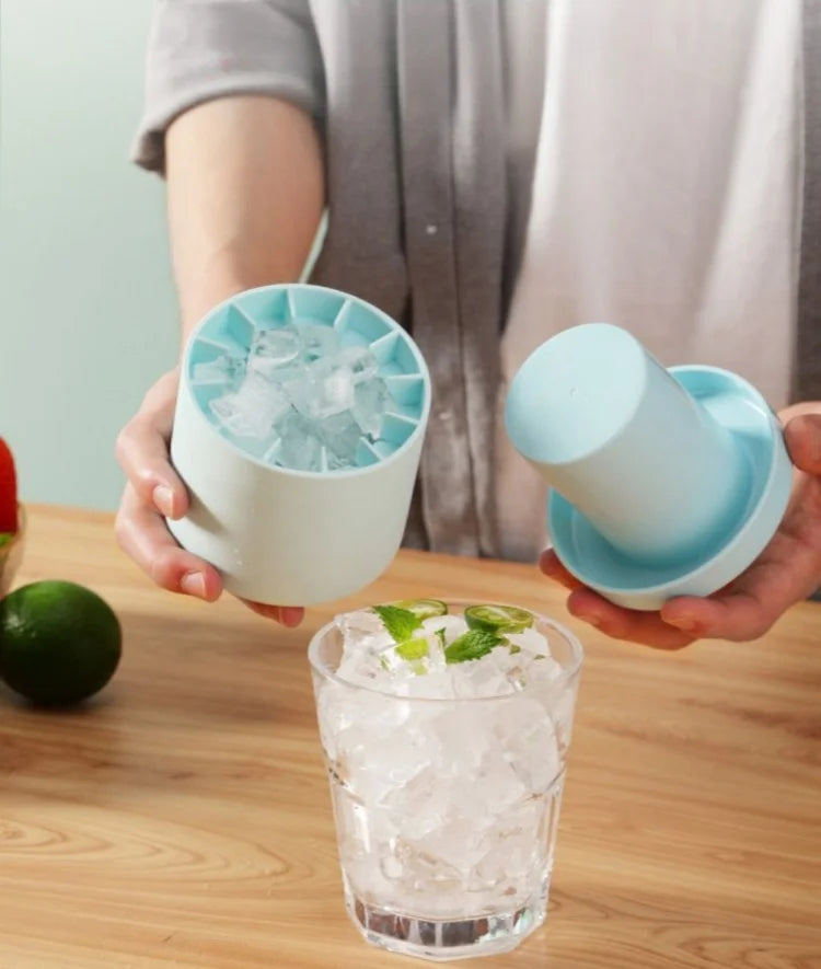 Mini Silicone Ice Cube Mold & Storage Bucket