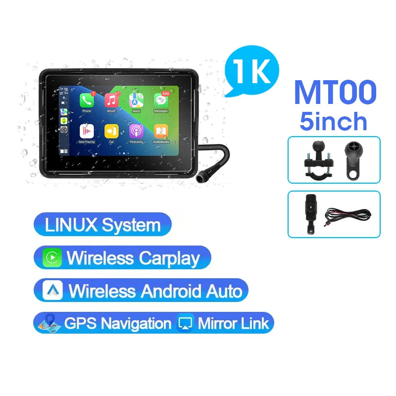 5" Motorcycle GPS CarPlay Android Auto Screen