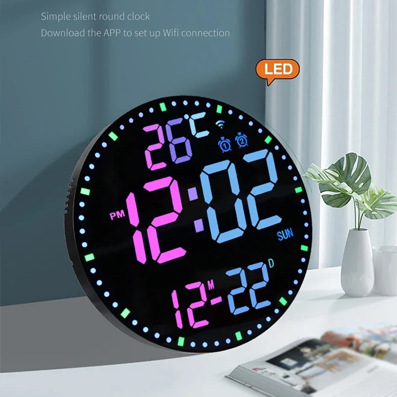 Smart WiFi LED Wall Clock with Alarms