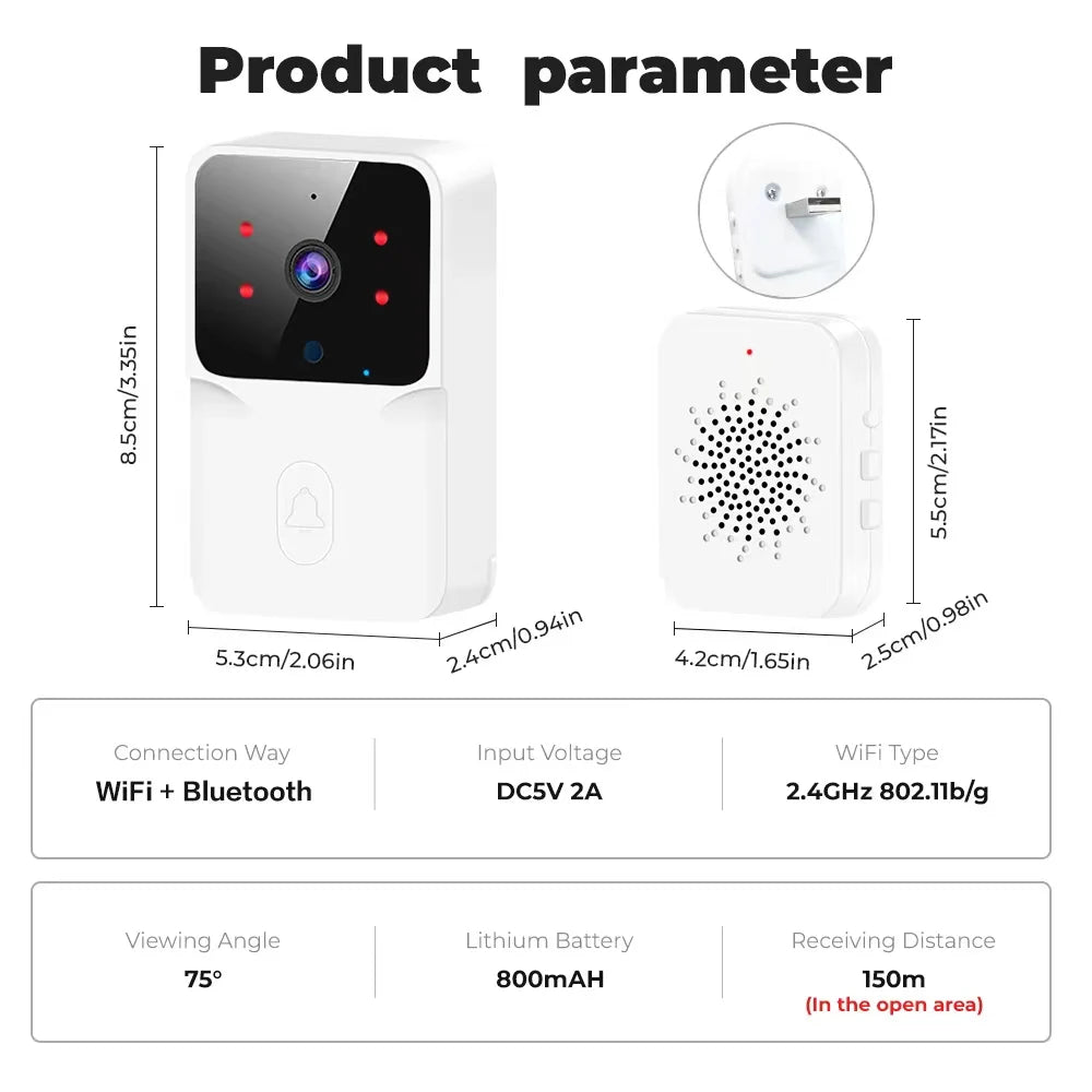 Smart WiFi Video Doorbell with Intercom & IR
