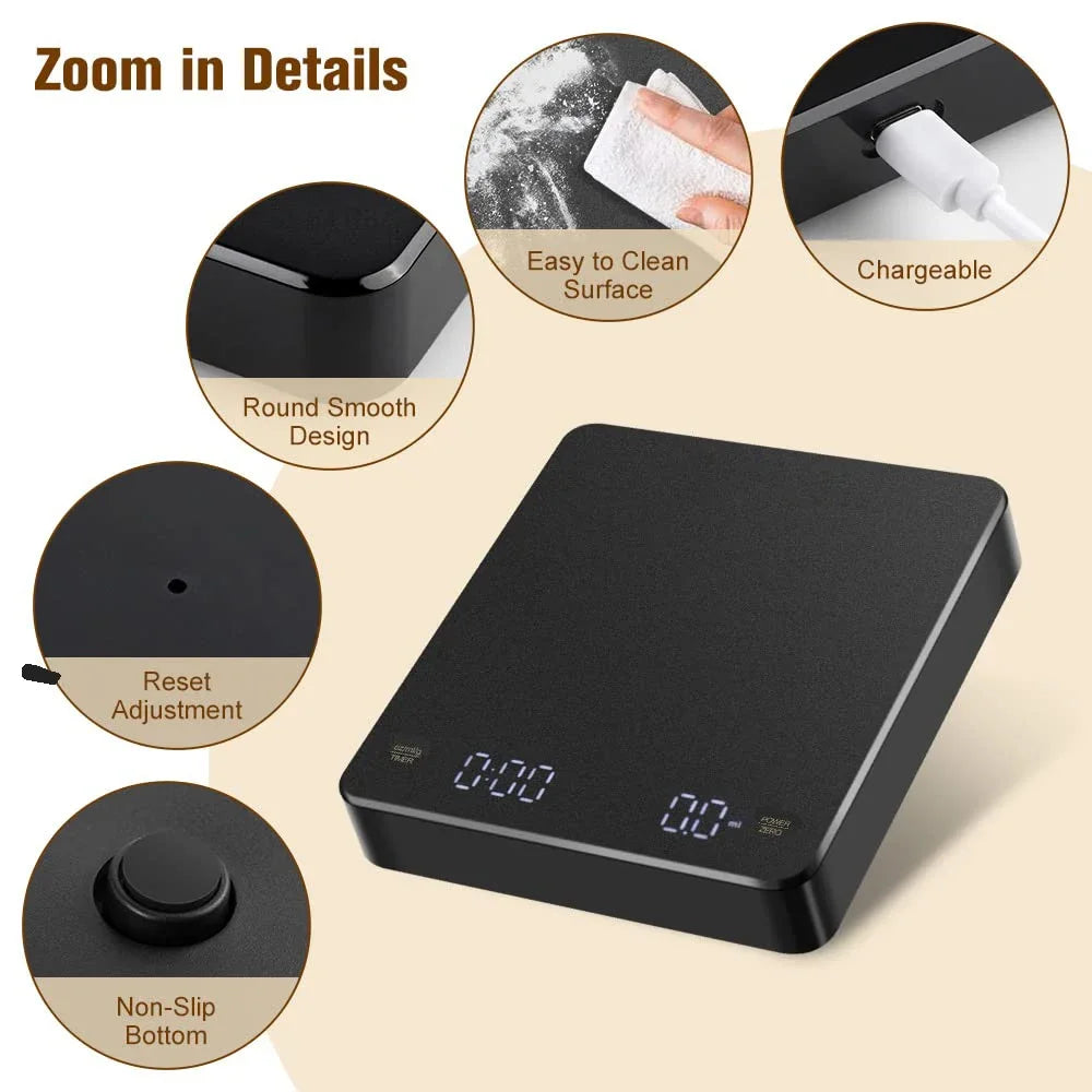 Digital Coffee Scale with Timer – Precision Meets Style in Your Kitchen