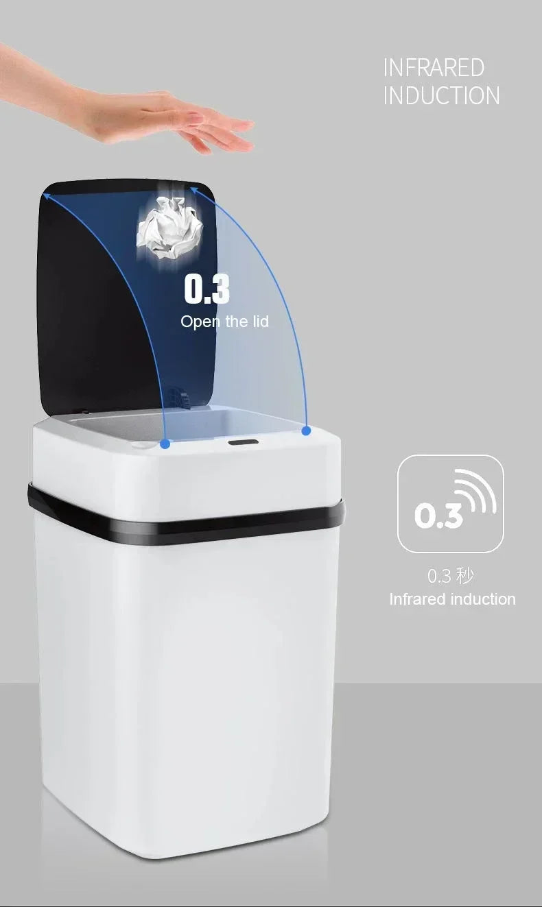 Smart 13L Touchless Trash Can – Waterproof & Odor-Free