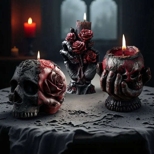 Relief Rose Skull Silicone Candle Mold Gothic Decor