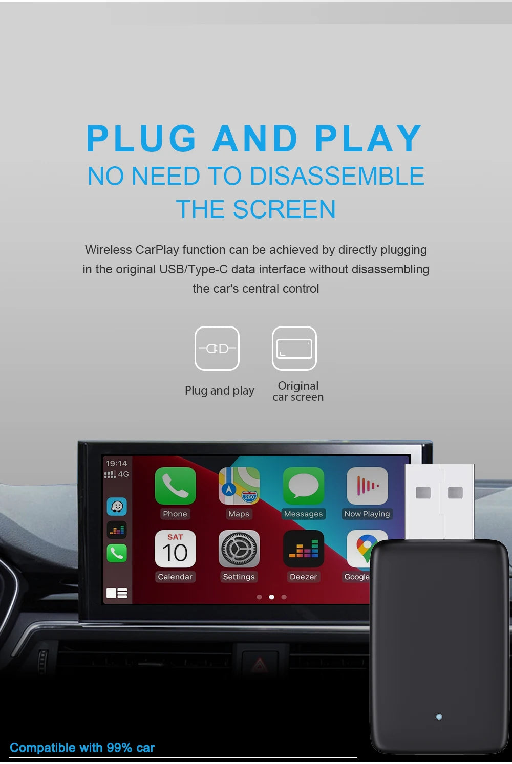 NEW 2in1 Mini  Wireless Carplay Adapter And Android Auto