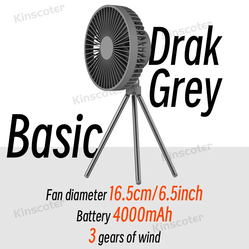 10000mAh Rechargeable Camping Fan with Power Bank