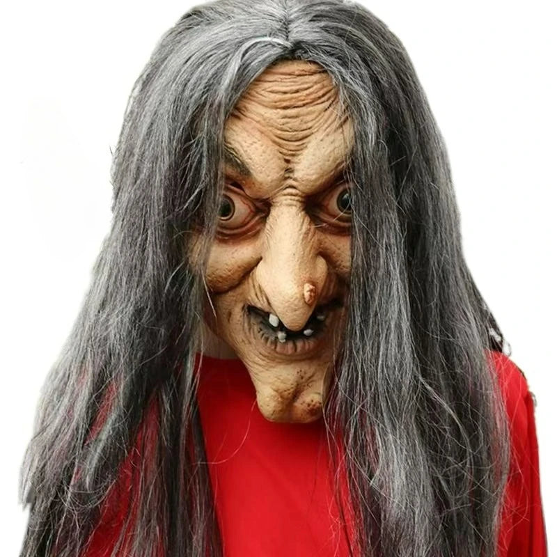 Halloween Old Demon Full Face Mask – White Vampire Horror Prop