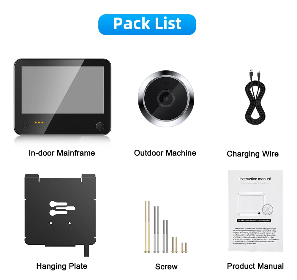 Awapow 4.3" Tuya Smart WiFi Peephole Doorbell