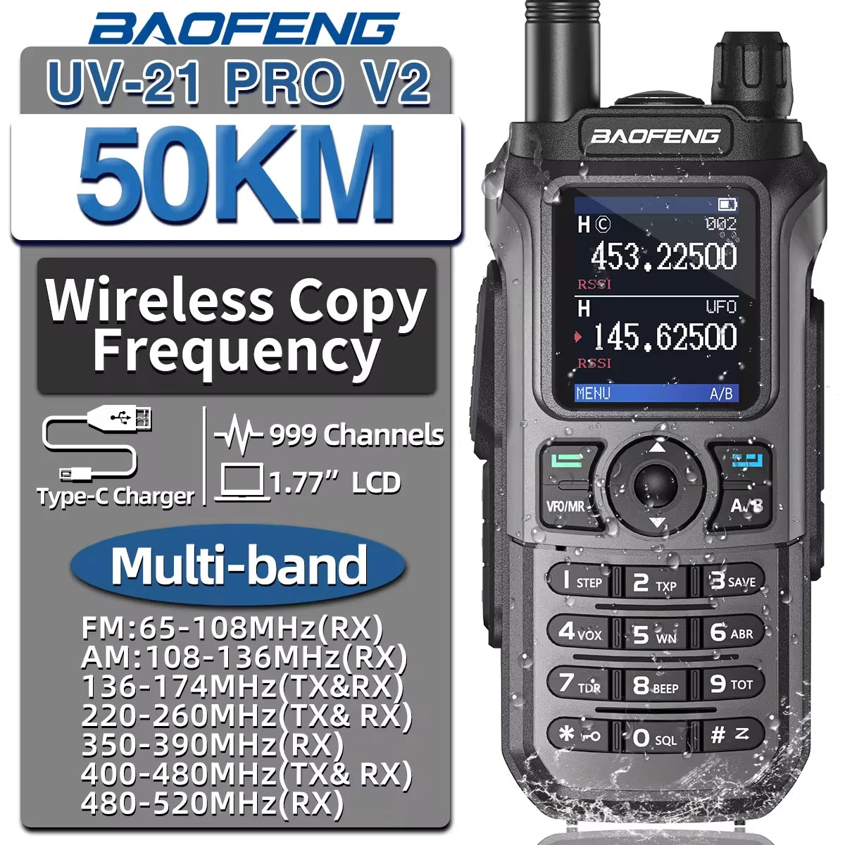 Baofeng UV-21 Pro V2 Waterproof Long-Range Radio