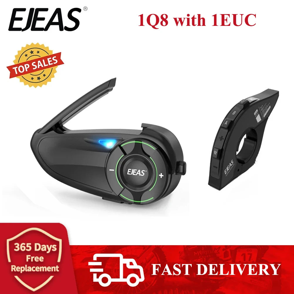 EJEAS Q8 Motorcycle Mesh Intercom Bluetooth 5.1