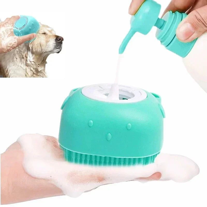 Soft Silicone Pet Bath Brush – Wash & Massage in One!