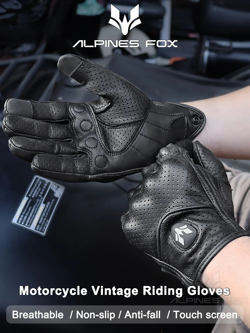 Vintage Leather Motorcycle Gloves Men