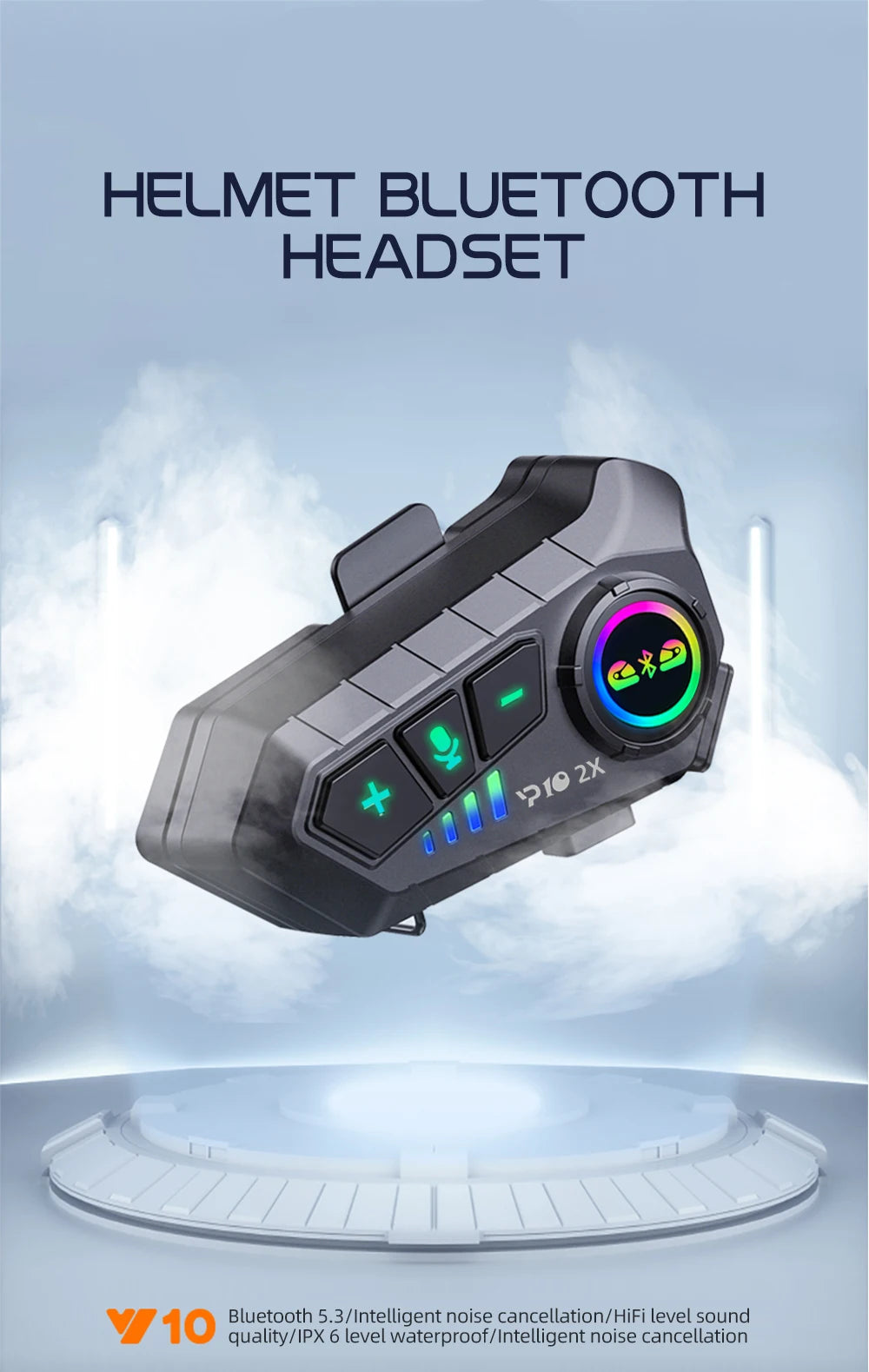 Bluetooth Motorcycle Helmet Intercom with 300M Range