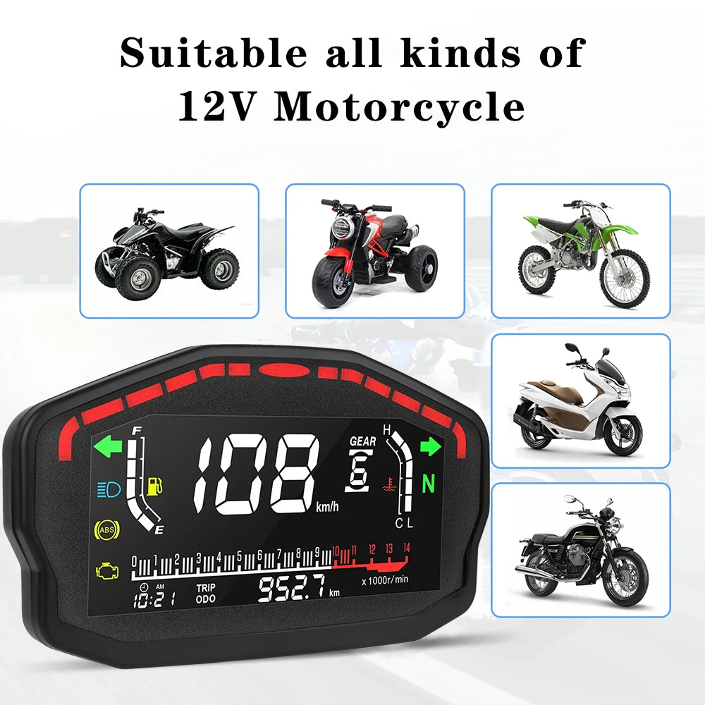 Retro LCD Motorcycle Digital Speedometer Universal