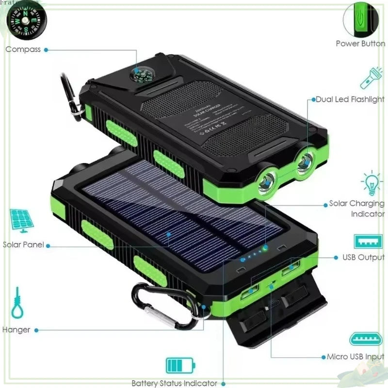 Solar Power Bank 20000mAh with LED Light