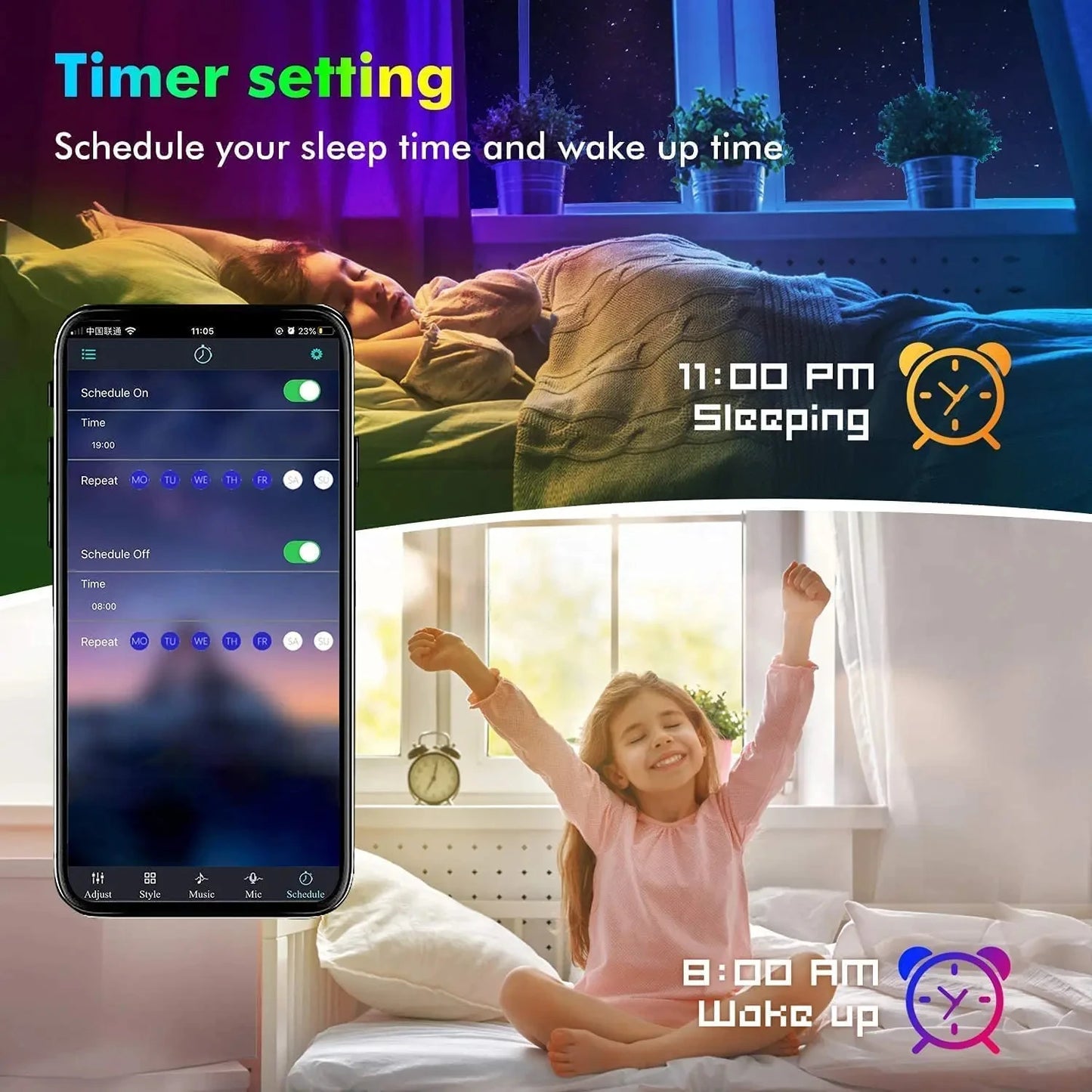 RGB LED Strip Lights Smart SMD 5050 Bluetooth Flexible Tape