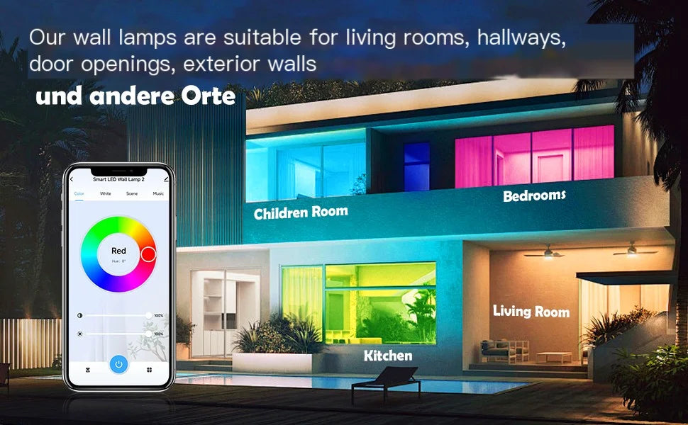 Smart WiFi LED Wall Lamp with RGBCW Colors