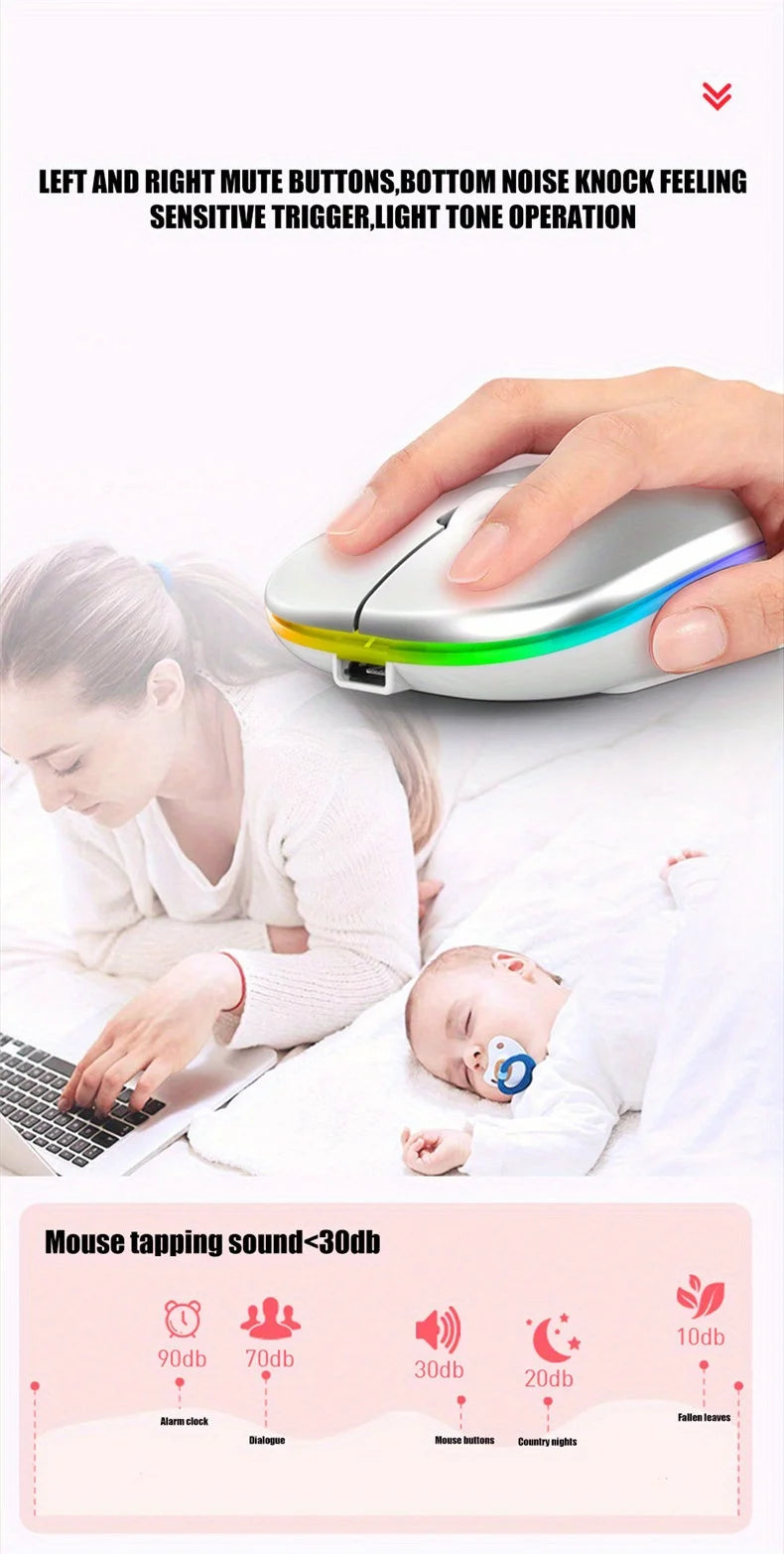 Wireless Mouse Gaming Backlight USB Compatible RGB Rechargeable
