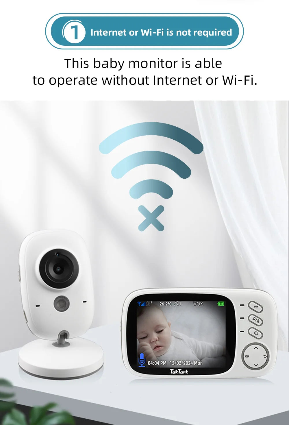 TakTark 3.2" Wireless Video Baby Monitor