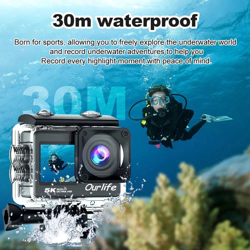 Shoot in ultra clarity with this 5K dual-screen action camera!