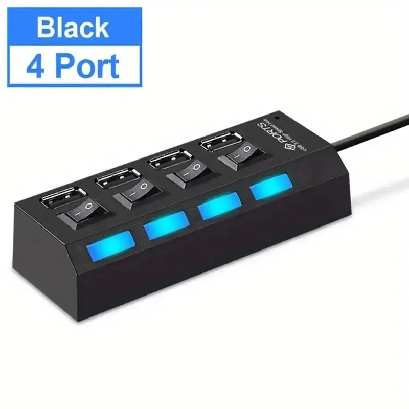 High-Speed 4/7-Port USB 2.0 Hub Splitter - Clickilix
