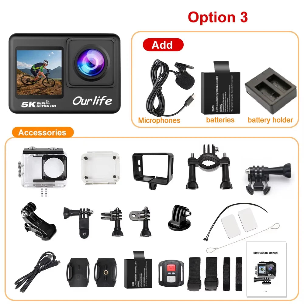 Shoot in ultra clarity with this 5K dual-screen action camera!