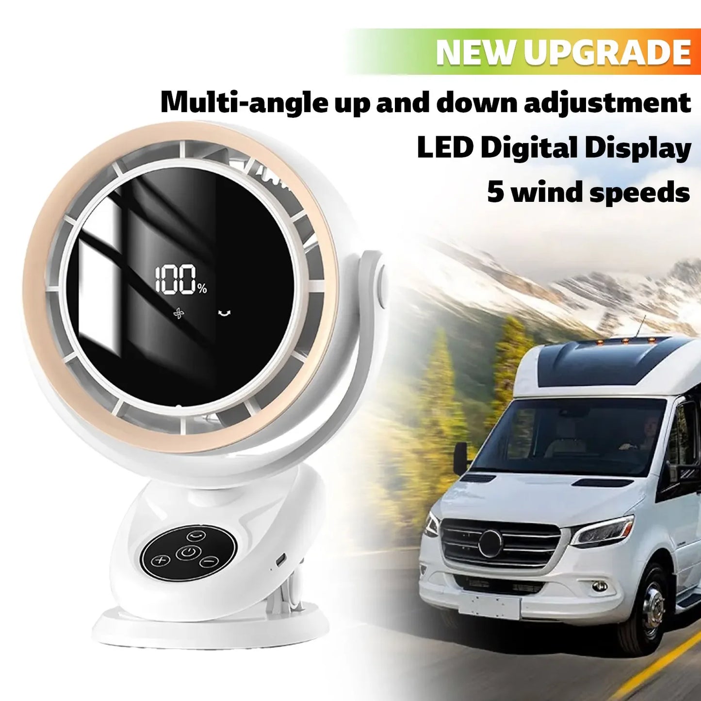 5-Speed Ultra-Quiet Car & Camping Fan