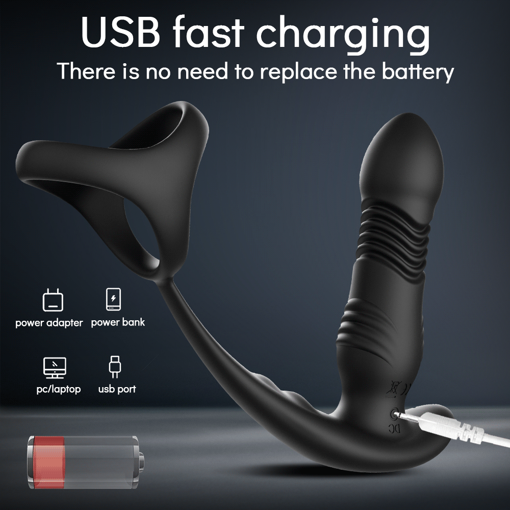 Wireless Thrusting Anal Vibrator with Cock Ring