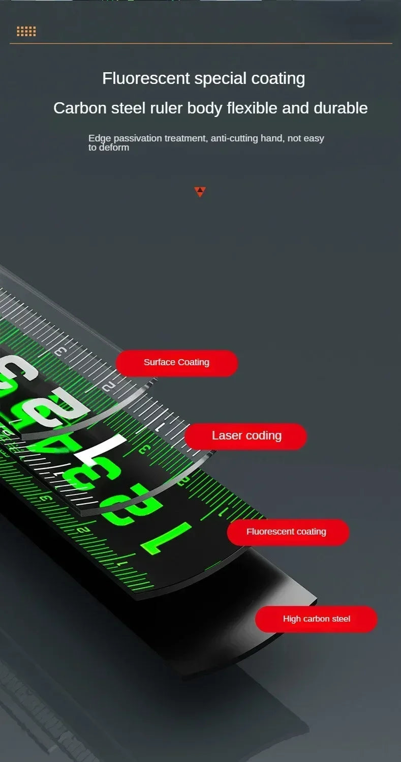 Measure accurately with this fluorescent steel tape!