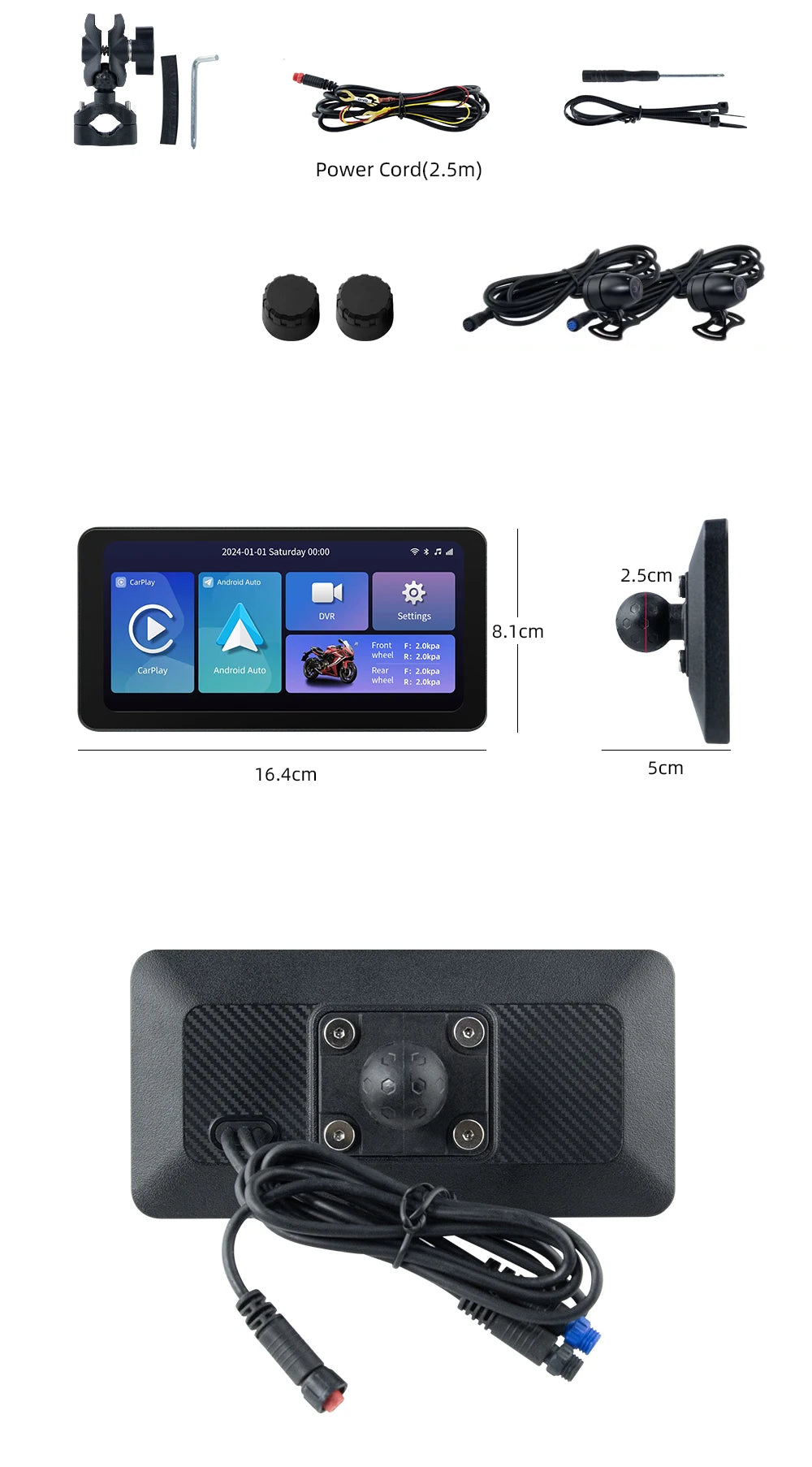 EKIY 6.3" Wireless CarPlay Android Auto GPS